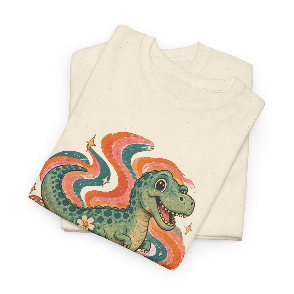 Groovy T-Rex T-Shirt Retro 70s Dinosaur Mushroom Daisy Tee