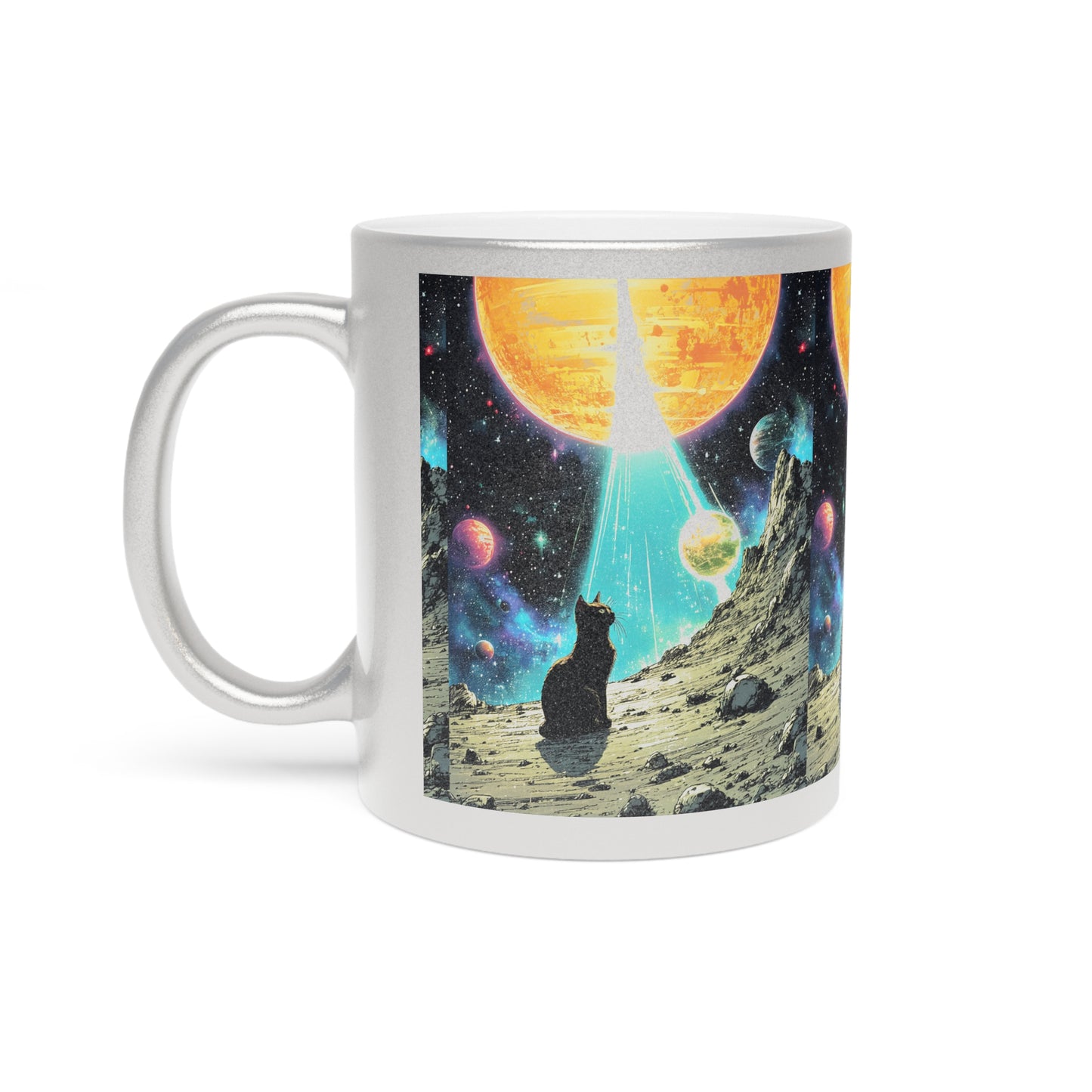 Space cat Metallic Mug (Silver\Gold)