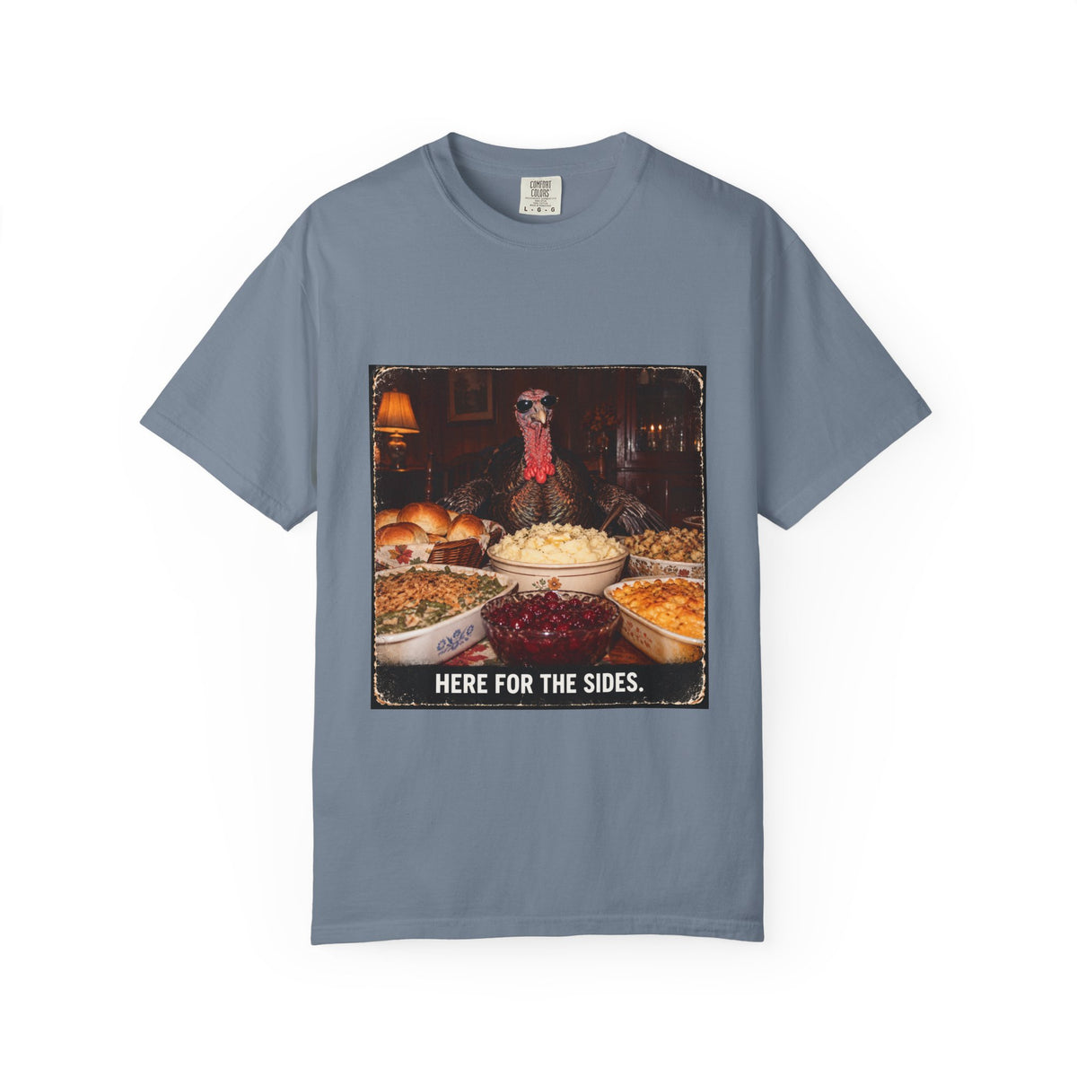 Here for the Sides Funny Thanksgiving Turkey Tee Cool Turkey Sunglasses Side Dishes Meme Shirt