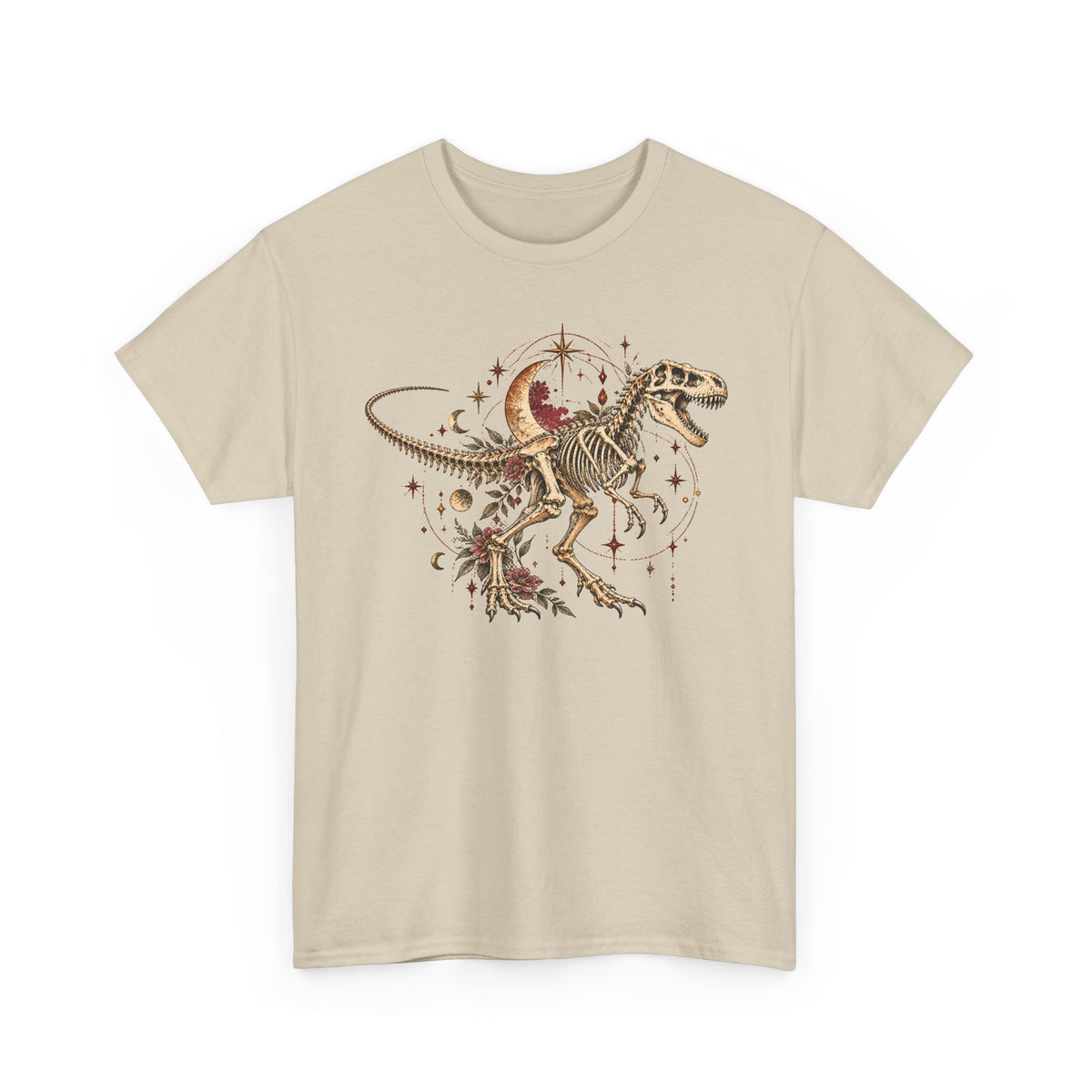 Celestial T-Rex Skeleton T-Shirt, Dinosaur Fossil Moon Stars Graphic Tee Unisex Dark Academia Shirt