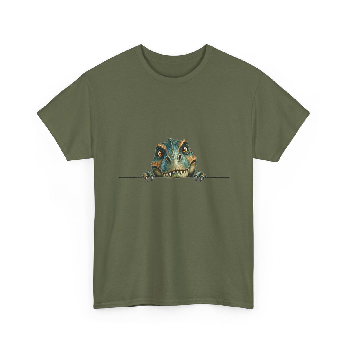 Peeking T-Rex T-Shirt Dinosaur Over Ledge Funny Dino Lover Tee