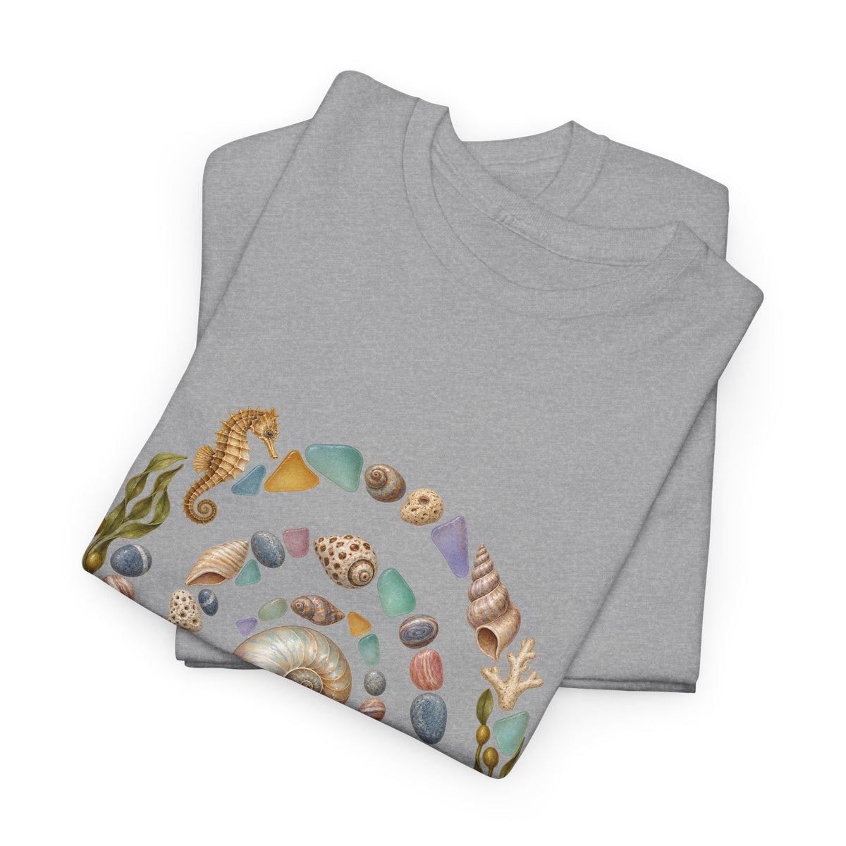 Nautilus Seashell Spiral T-Shirt Ocean Beach Shells Seahorse Starfish Tee