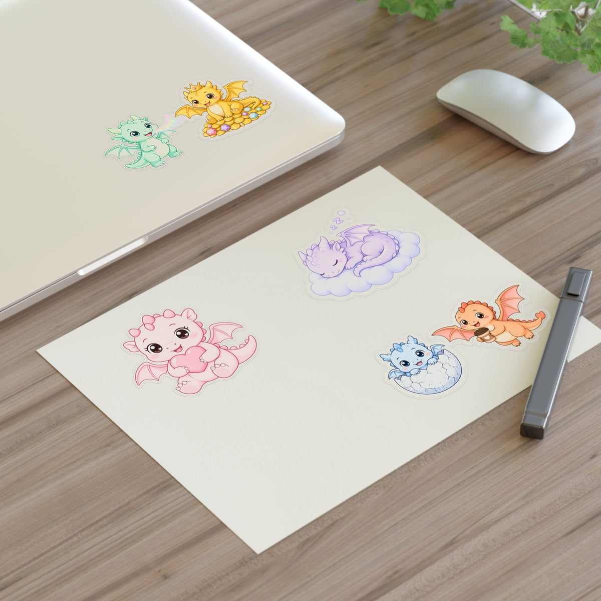 Cute Kawaii Dragon Sticker Sheet 6 Pastel Baby Dragon Stickers Laptop Planner