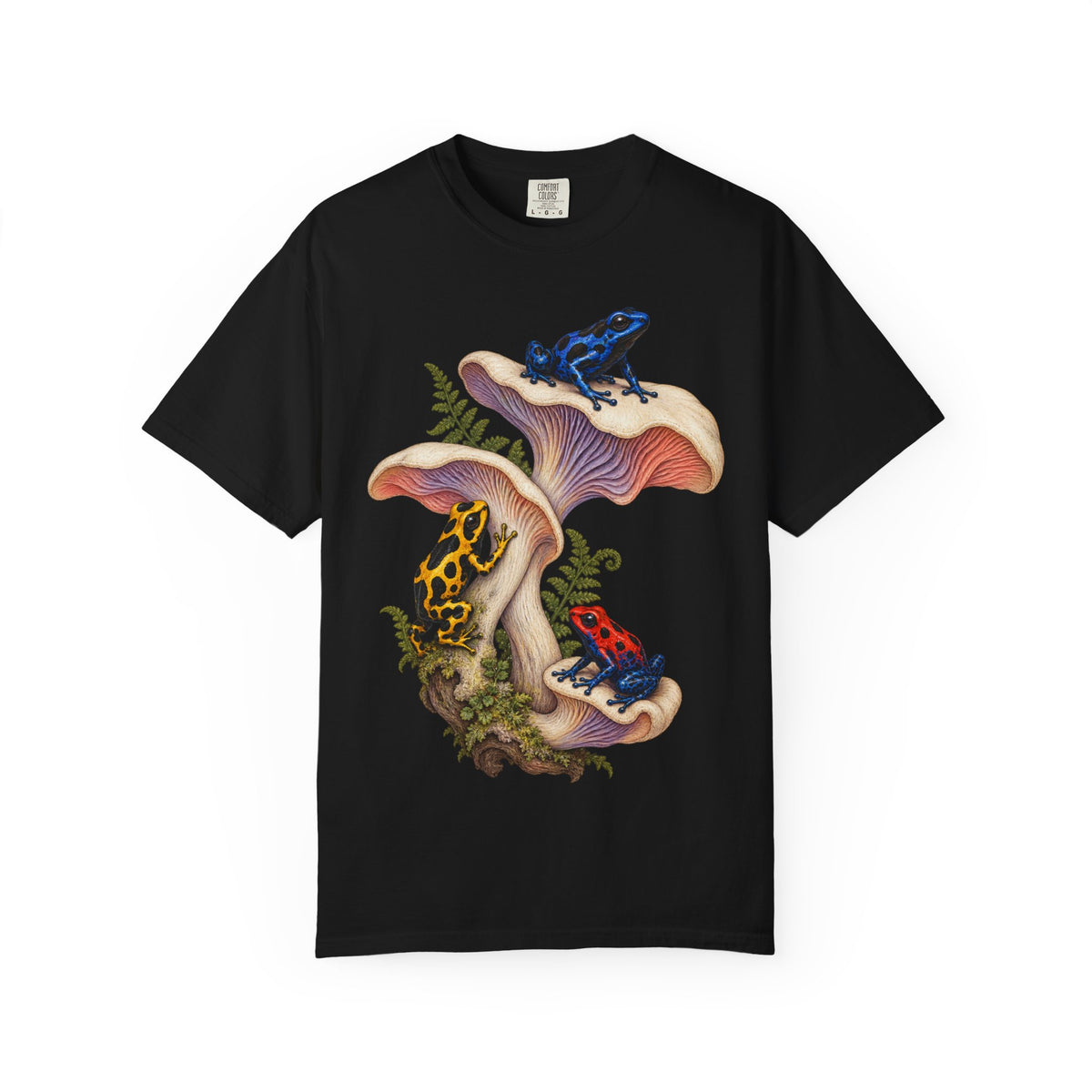 Poison Dart Frogs Mushroom Forest Tee Colorful Dart Frog Fungi Fern Wildlife Shirt