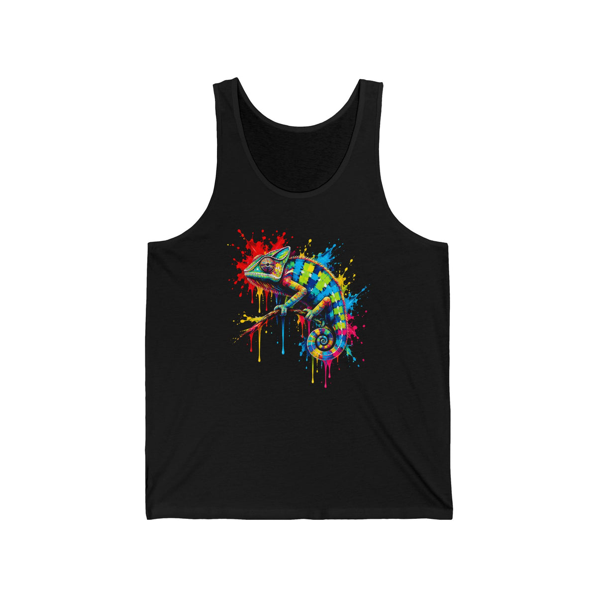 Rainbow Chameleon Tank Top Colorful Paint Splash Lizard Reptile Art Tank