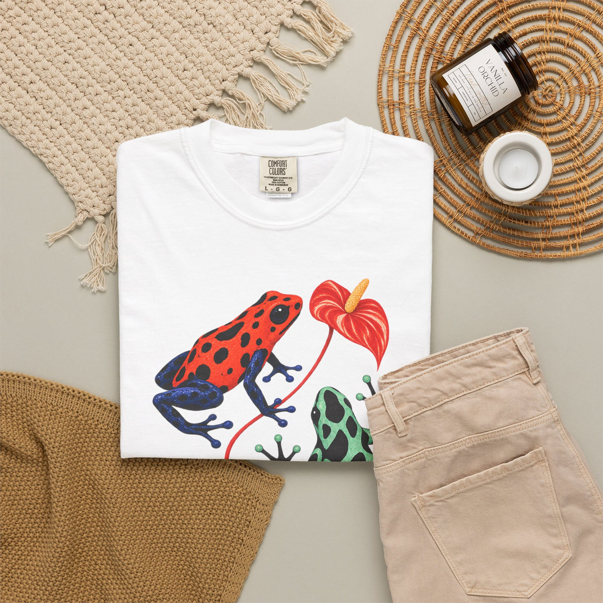 Poison Dart Frogs Anthurium Tee Colorful Dart Frog Red Flower Tropical Wildlife Shirt