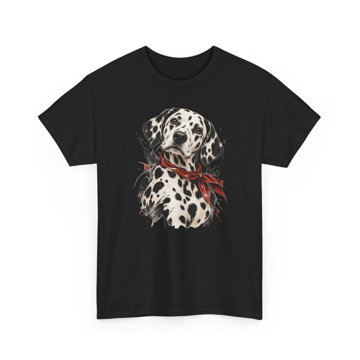 Dalmatian Red Bandana T-Shirt Dog Portrait Splatter Art Tee