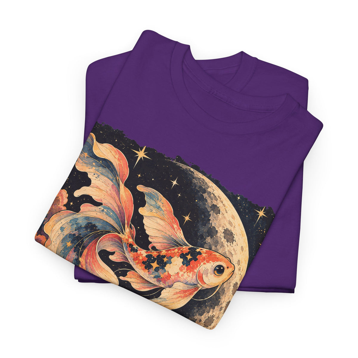 Koi Fish Moon T-Shirt Celestial Koi Night Sky Full Moon Graphic Tee Unisex