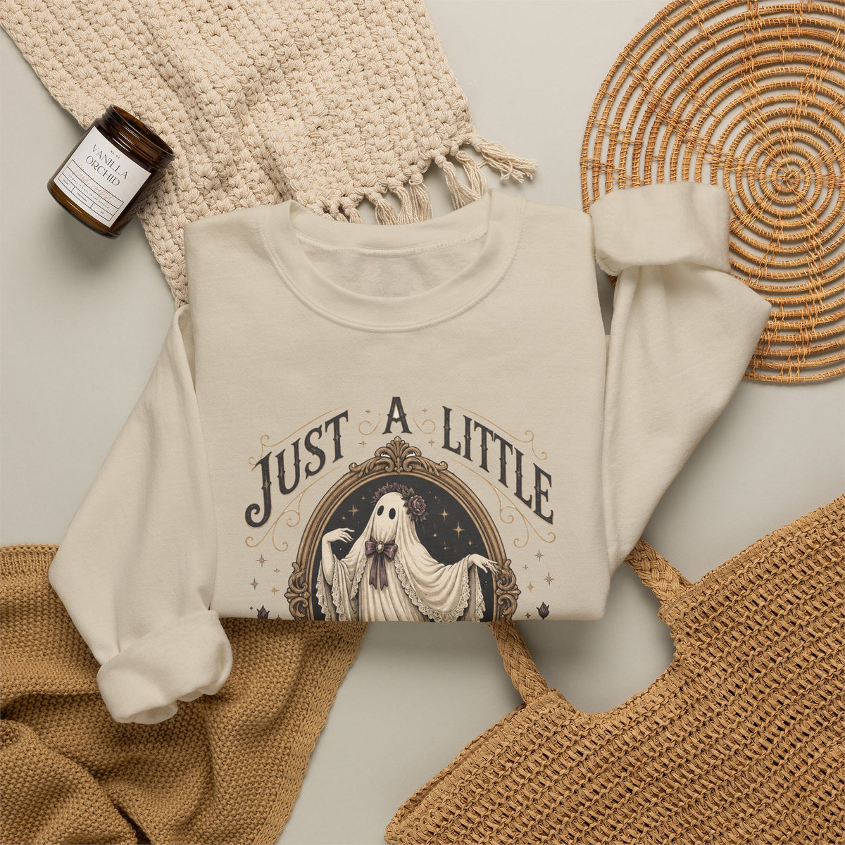 Just A Little Dramatic Ghost Sweatshirt Cute Vintage Halloween