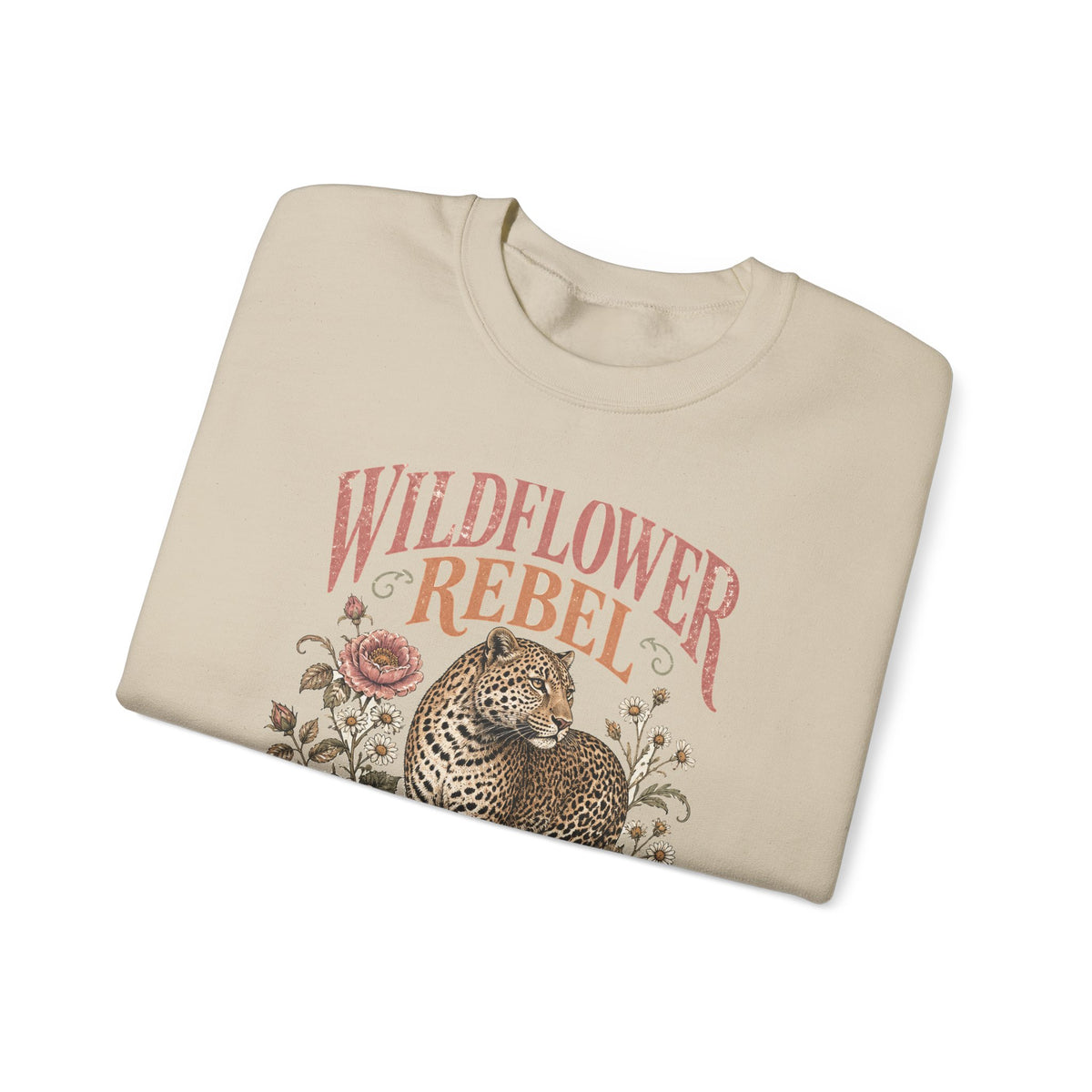 Wildflower Rebel Leopard Sweatshirt Boho Floral Big Cat