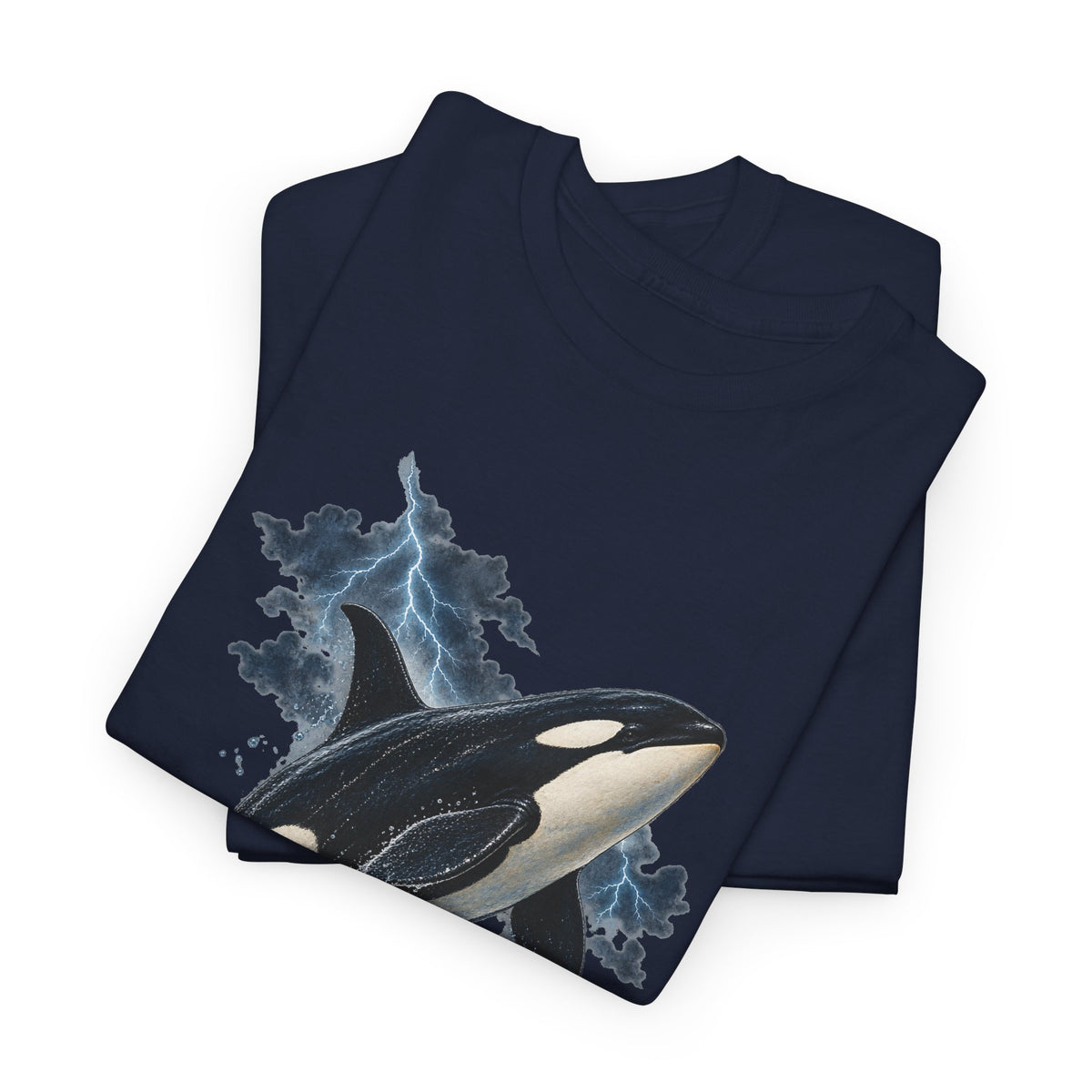 Breaching Orca Lightning Storm Tee Killer Whale Ocean Splash Thunder Clouds Shirt