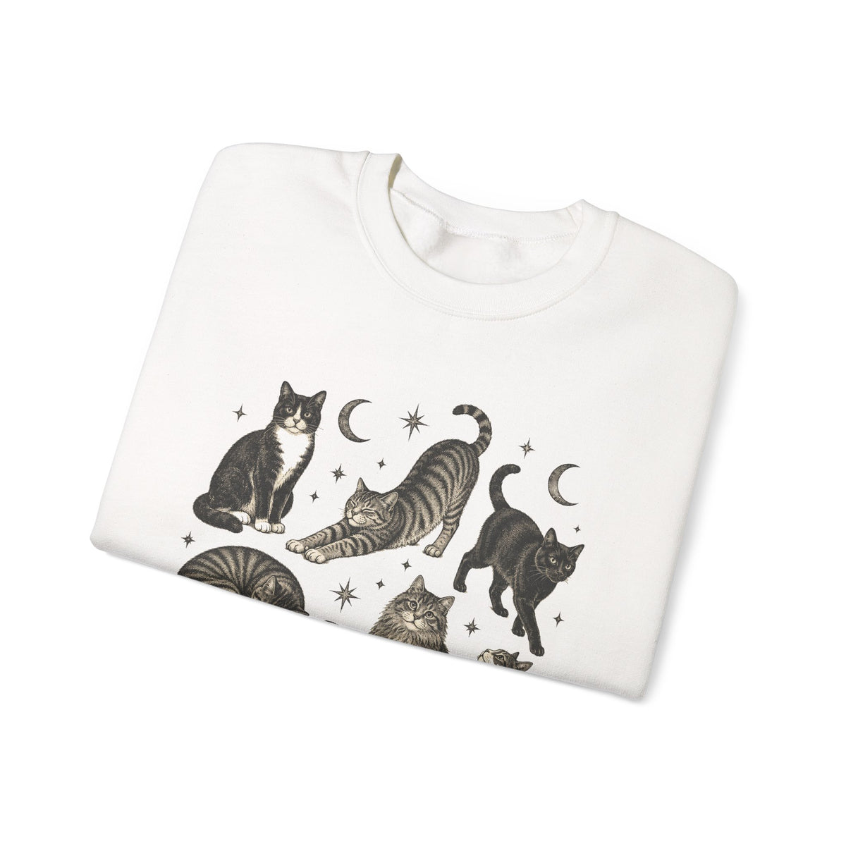 Vintage Cats and Moons Sweatshirt Cute Cat Lover Celestial