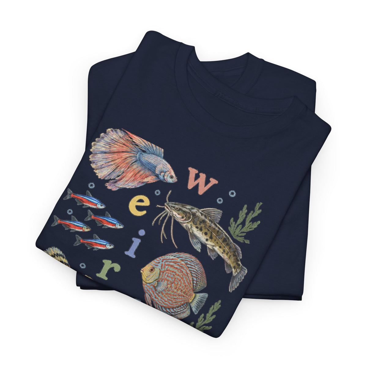 Weird Fishes T-Shirt Aquarium Fish Collage Betta Discus Neon Tetra Tee