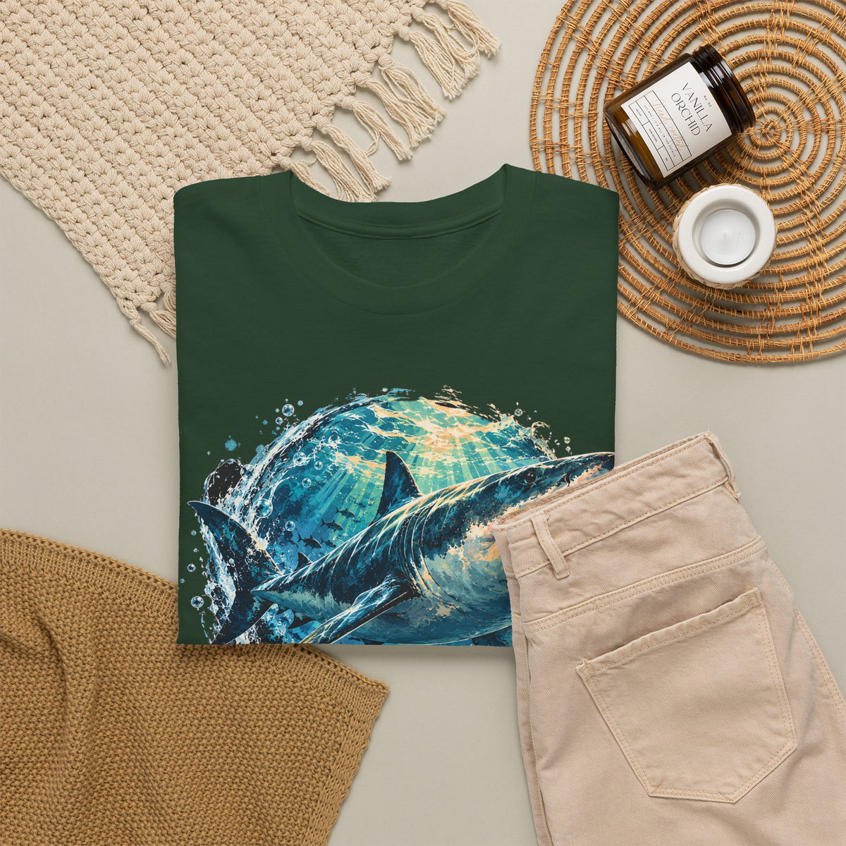 Great White Shark T-Shirt Ocean Burst Shark Jaws Sea Life Graphic Tee