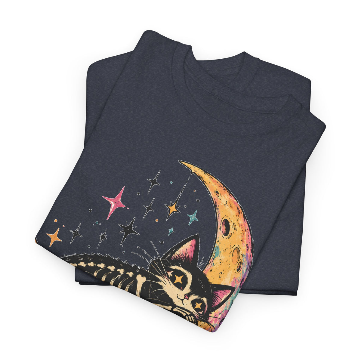 Skeleton Cat Moon T-Shirt Pastel Goth Crescent Moon Black Cat Tee Unisex