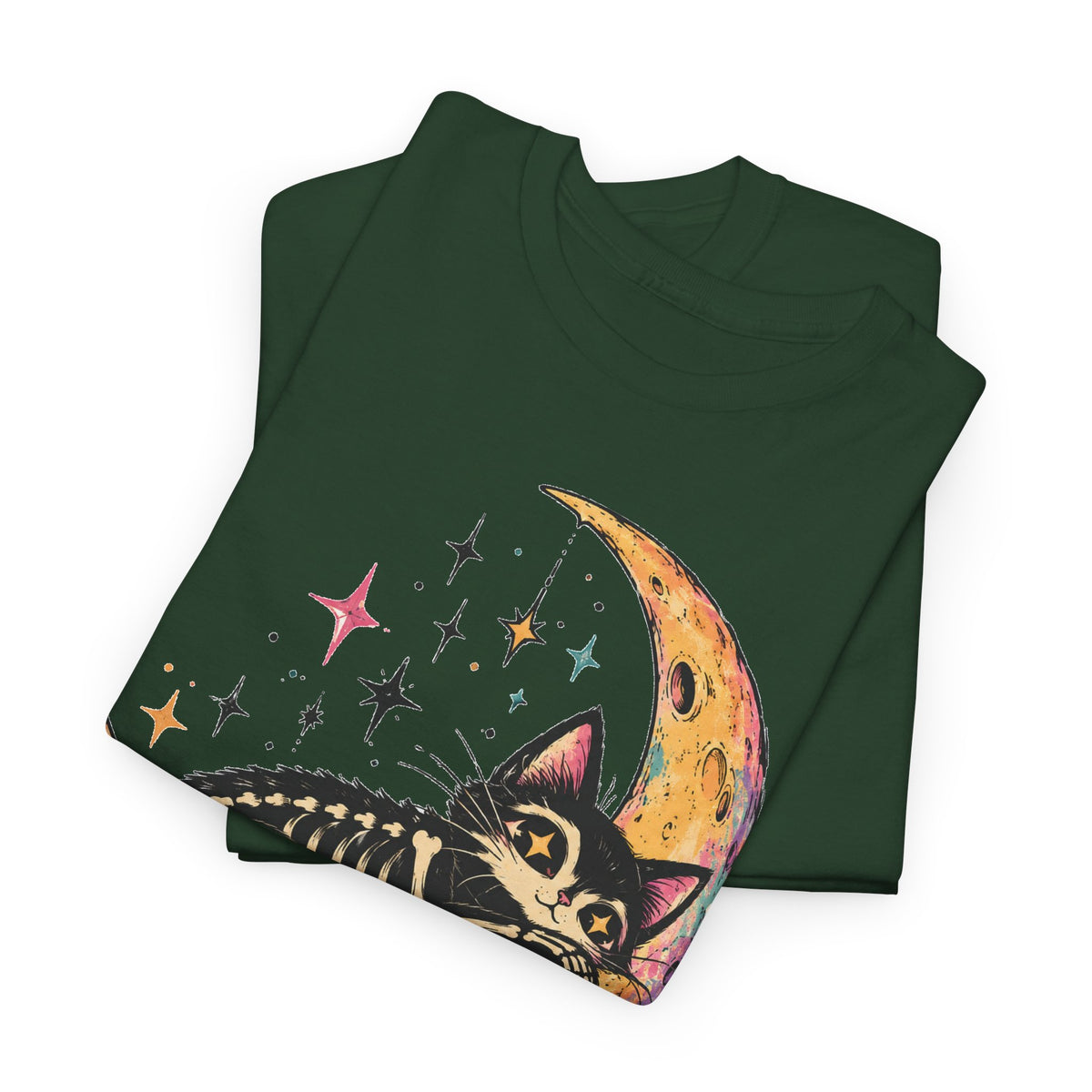 Skeleton Cat Moon T-Shirt Pastel Goth Crescent Moon Black Cat Tee Unisex