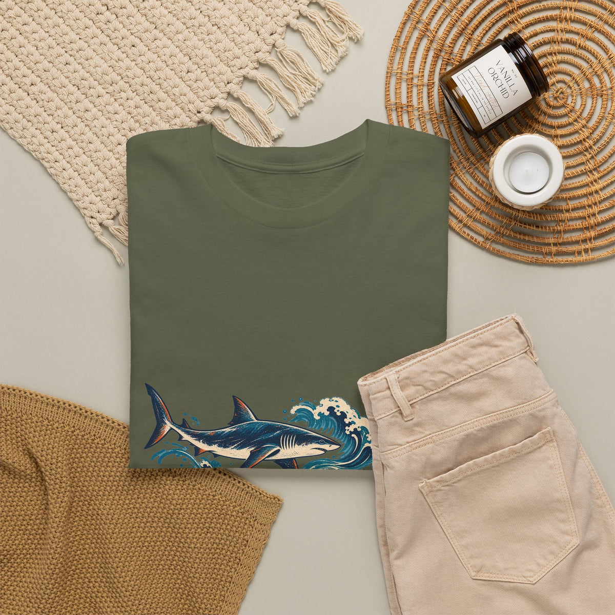 Great White Sharks Ukiyo Wave Tee Japanese Woodblock Shark Ocean Coral Shirt