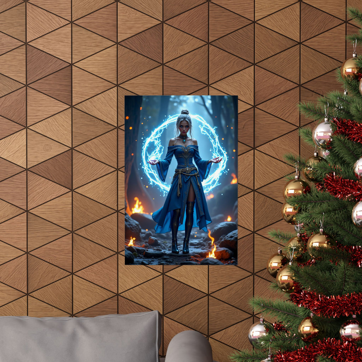Mystic Sorceress Blue Magic Poster Matte Vertical Wall Art