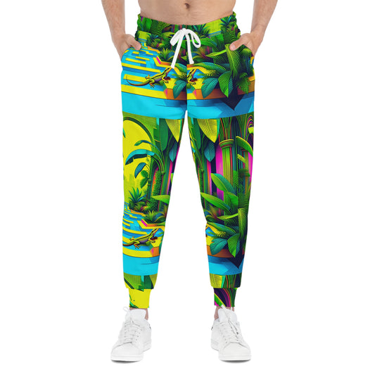 Joggers - Tropical Plants and Lizard Print