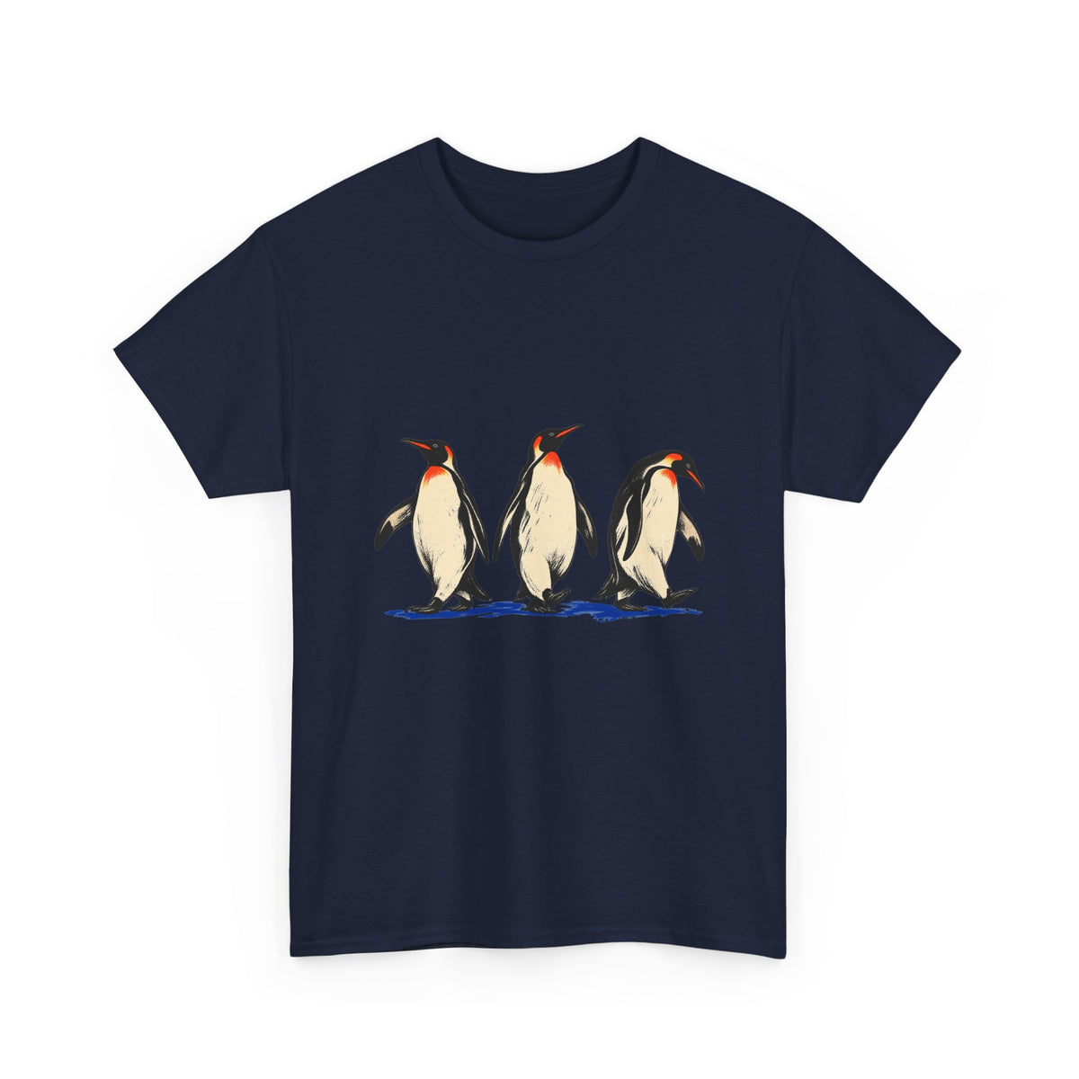 Three Penguins T-Shirt Emperor Penguin Trio Walking on Ice Antarctica Animal Tee