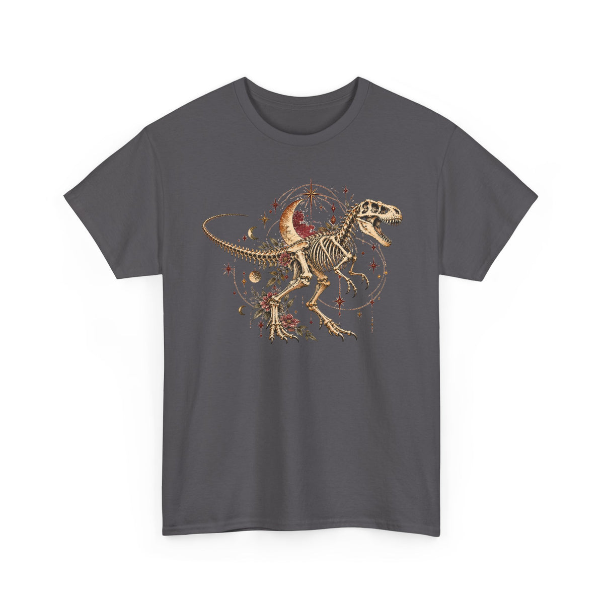 Celestial T-Rex Skeleton T-Shirt, Dinosaur Fossil Moon Stars Graphic Tee Unisex Dark Academia Shirt