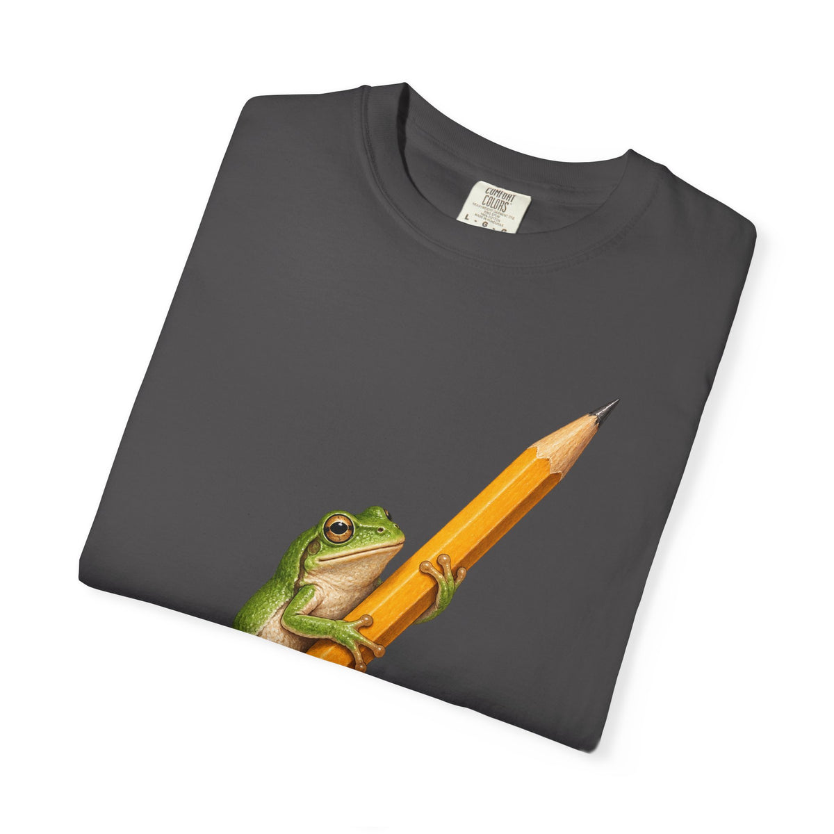 Green Tree Frog on Yellow Pencil Tee Cute Frog Pencil Macro Wildlife Shirt