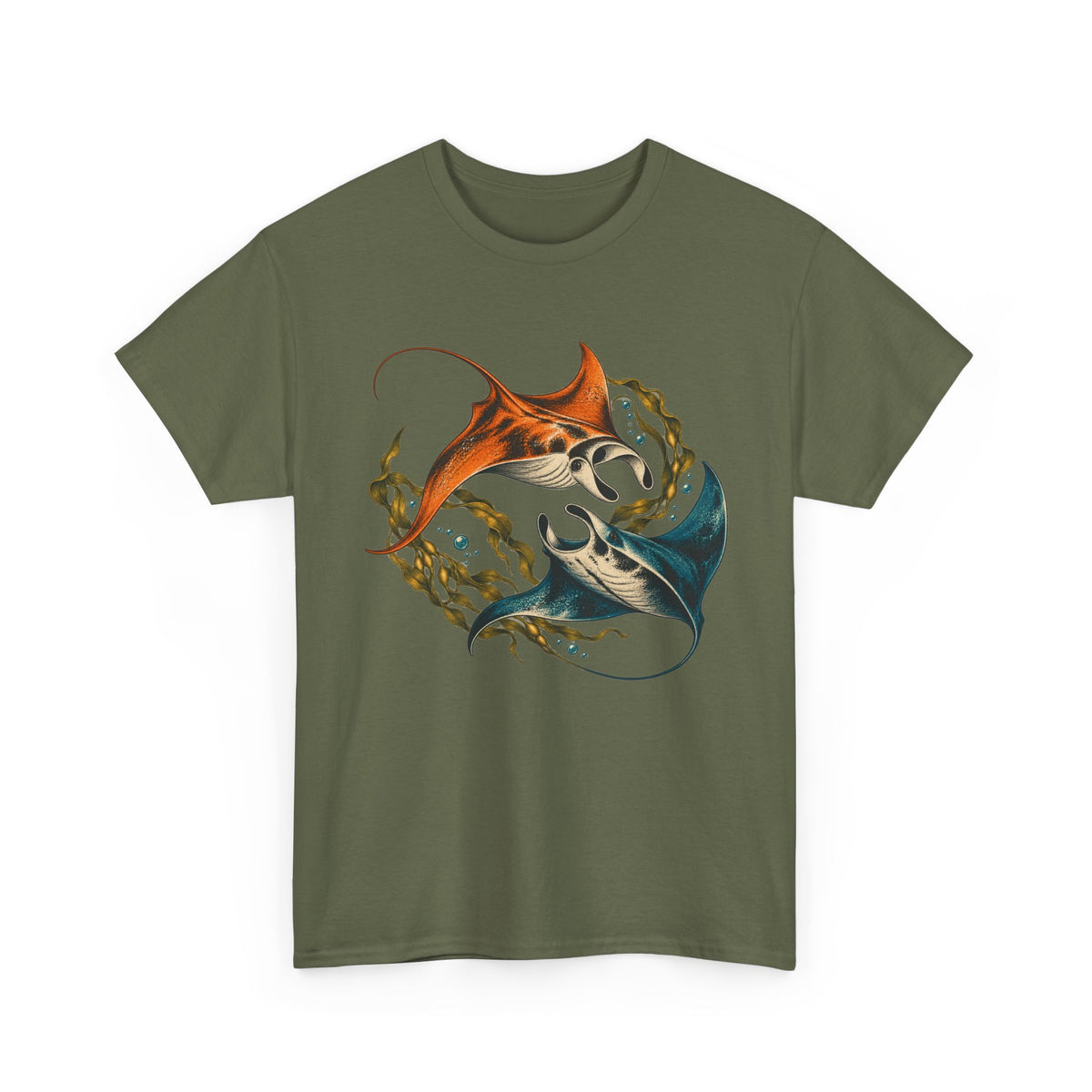 Twin Manta Rays Kelp T-Shirt Ocean Circle Swim Tee
