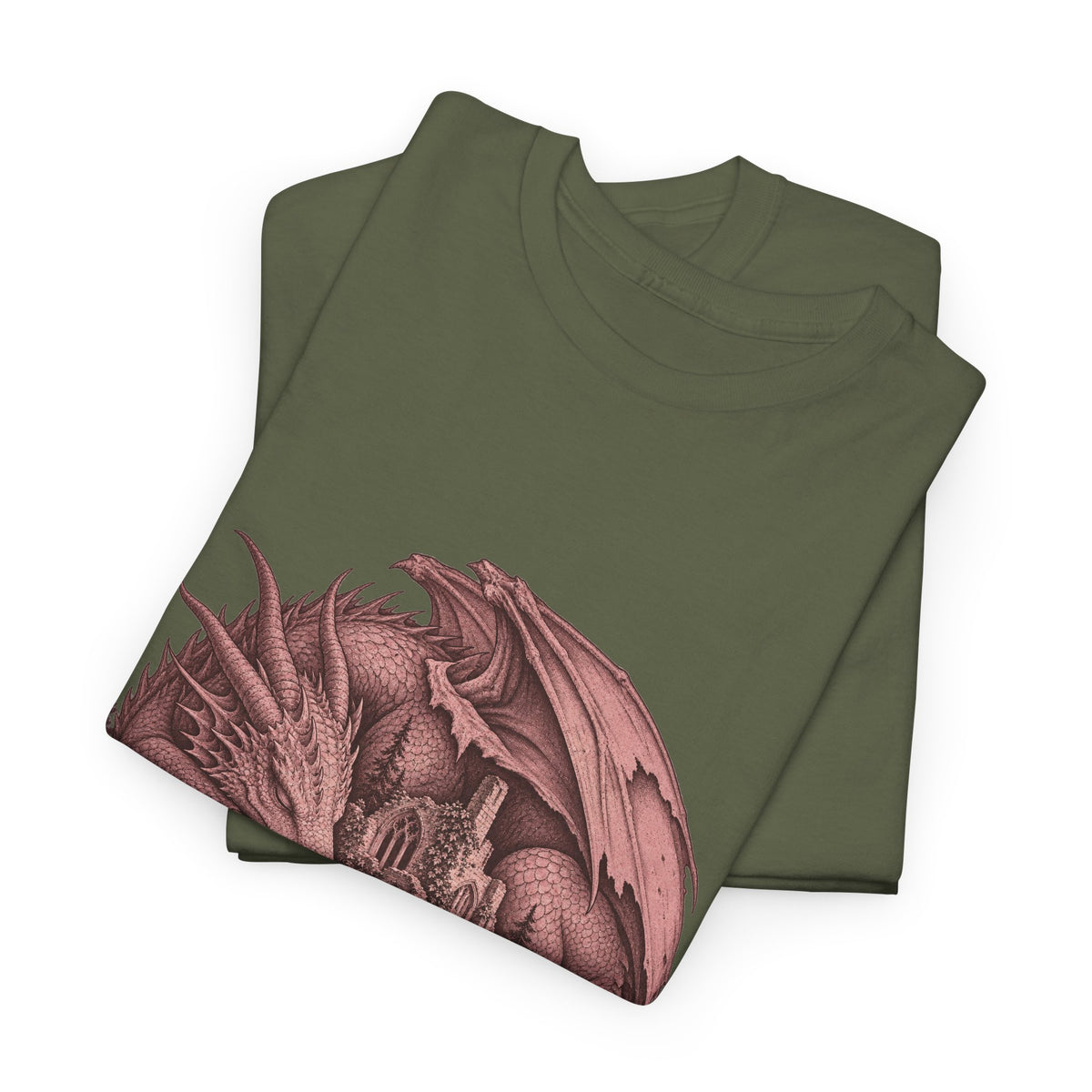 Sleeping Dragon Cathedral T-Shirt Fantasy Ruins Gothic Dragon Tee