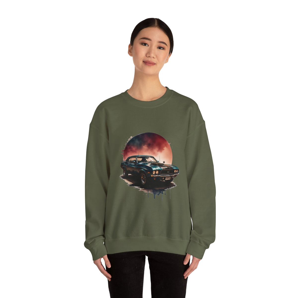 Vintage Black Muscle Car Crewneck Sweatshirt Unisex Graphic Pullover