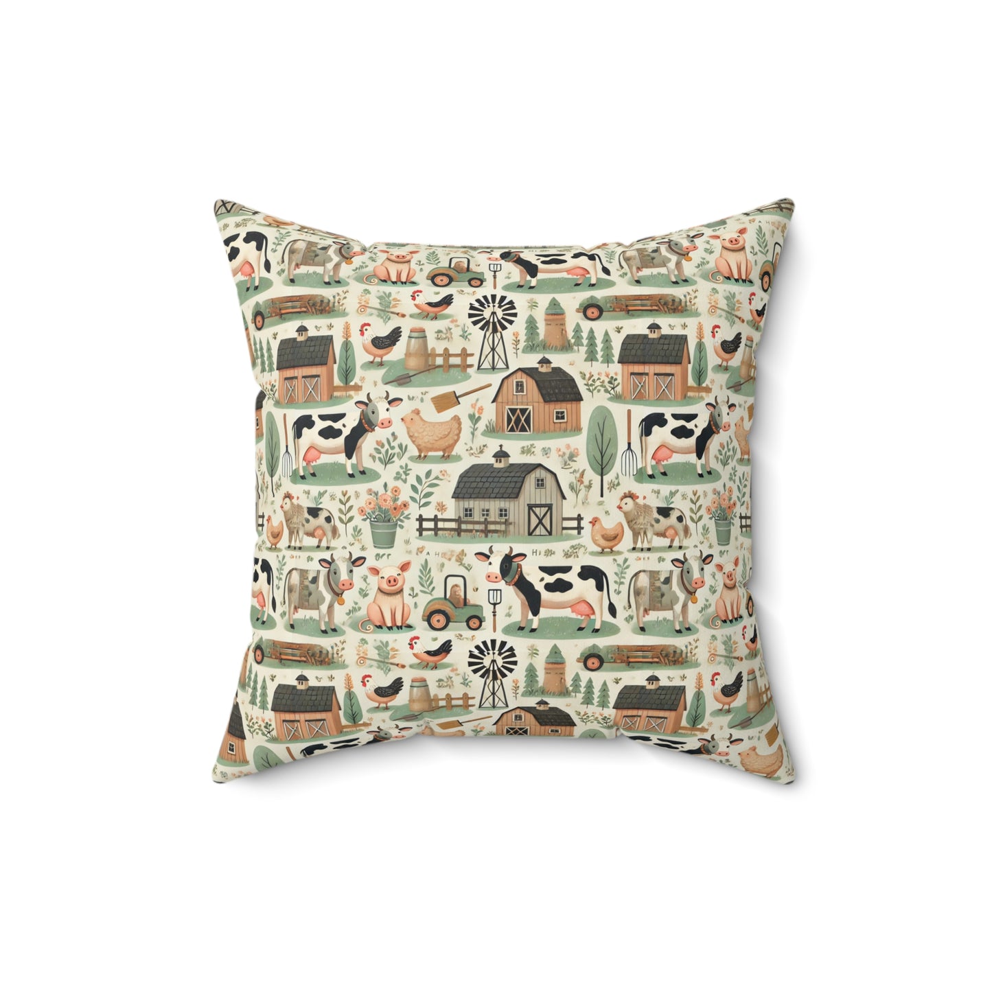 Farm animals Spun Polyester Square Pillow