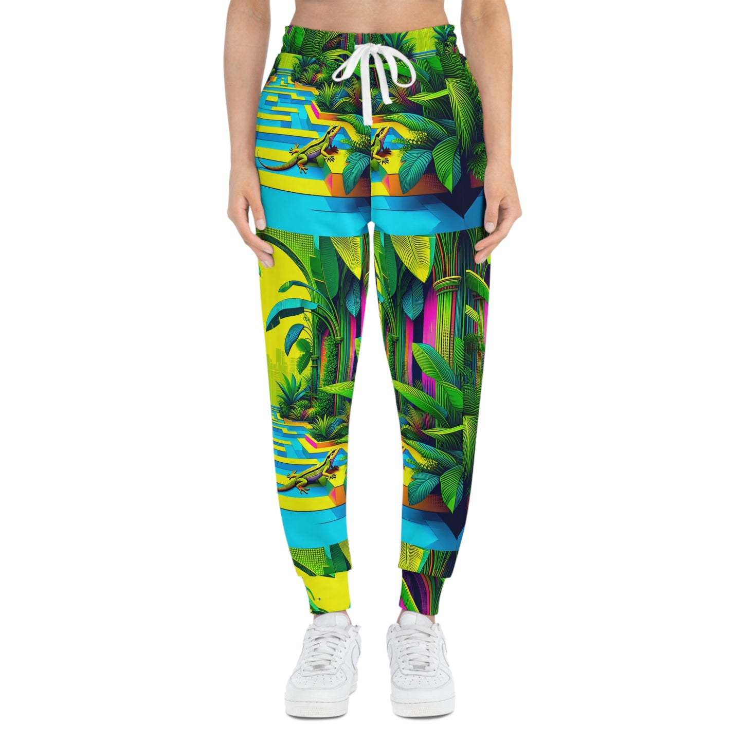 Joggers - Tropical Plants and Lizard Print