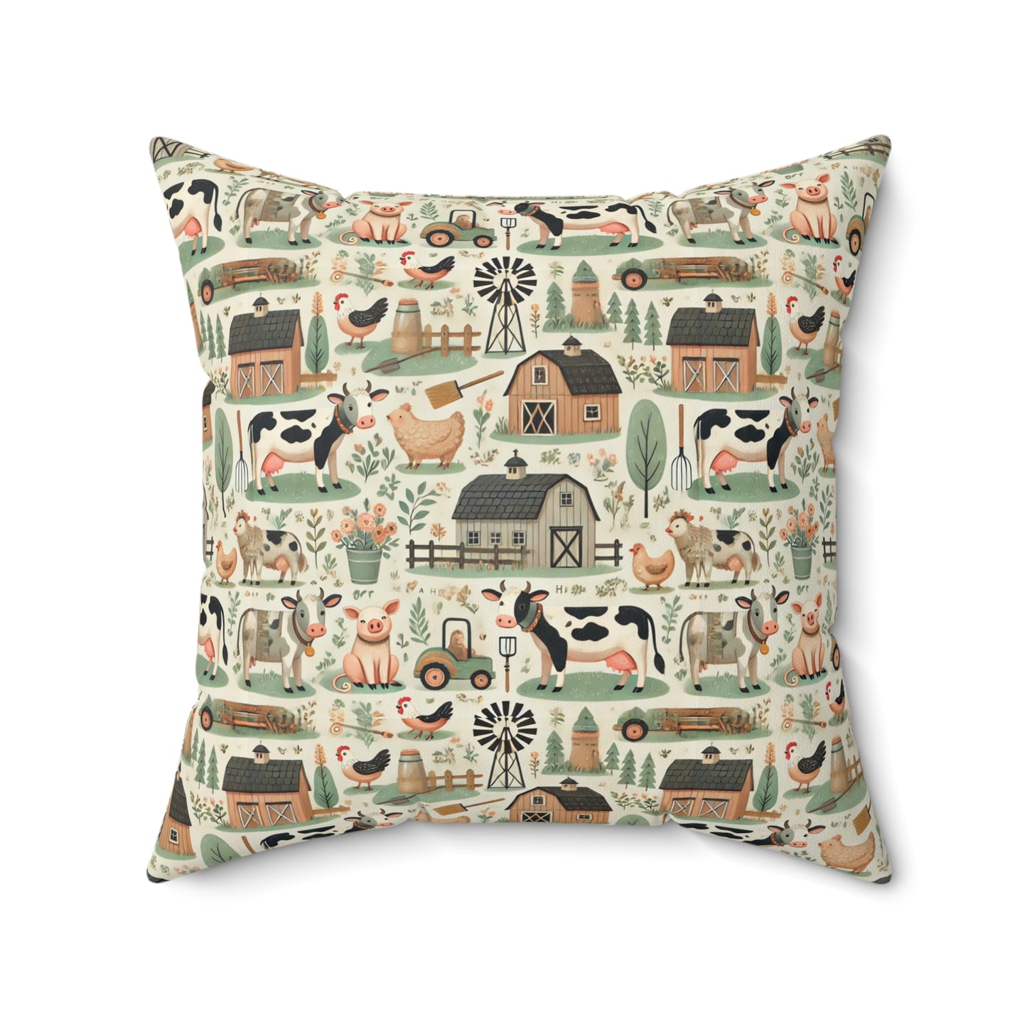 Farm animals Spun Polyester Square Pillow