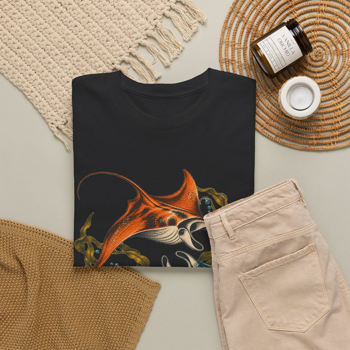 Twin Manta Rays Kelp T-Shirt Ocean Circle Swim Tee