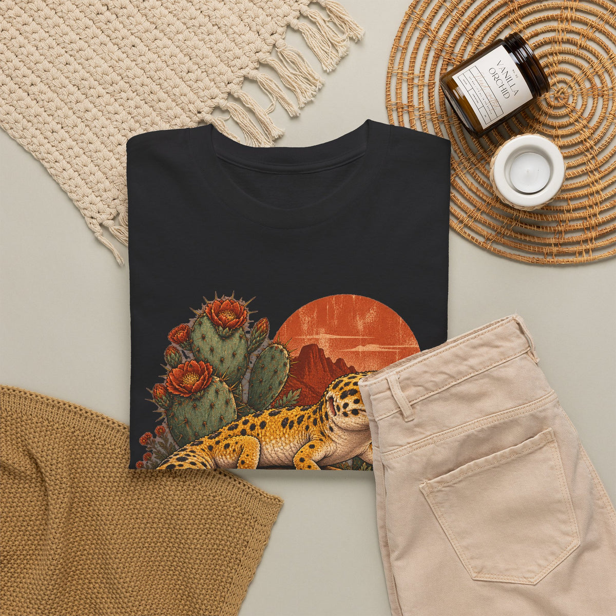 Leopard Gecko Desert T-Shirt Cactus Spotty Reptile Sun Tee