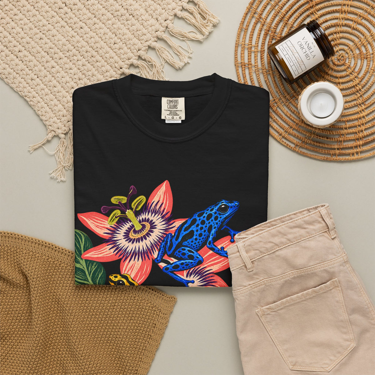 Poison Dart Frogs Passion Flowers Tee Colorful Dart Frog Tropical Flower Wildlife Shirt