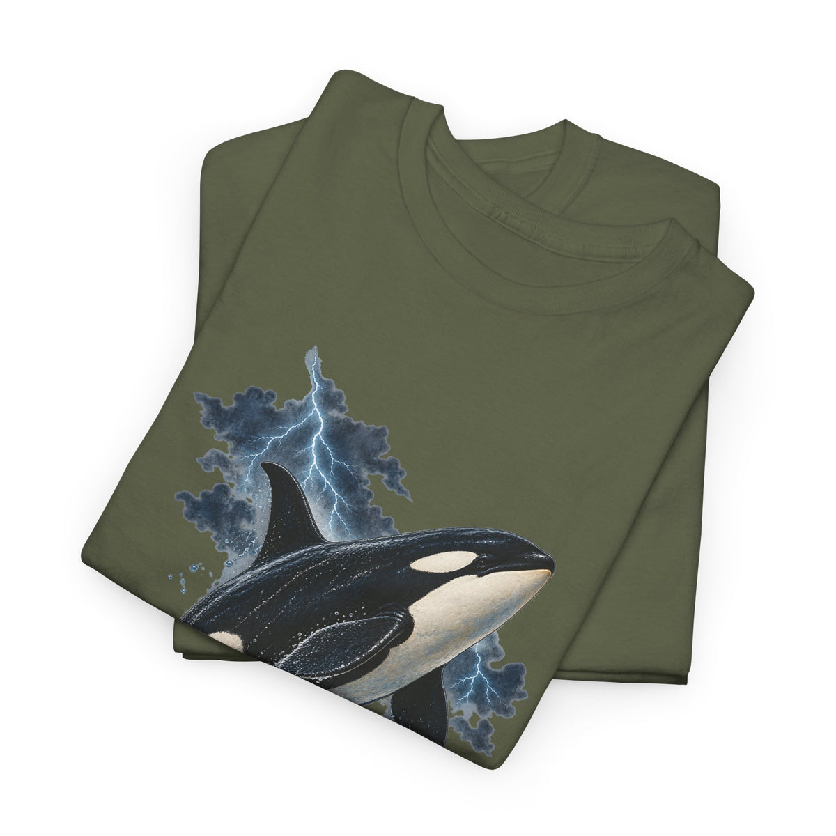 Breaching Orca Lightning Storm Tee Killer Whale Ocean Splash Thunder Clouds Shirt