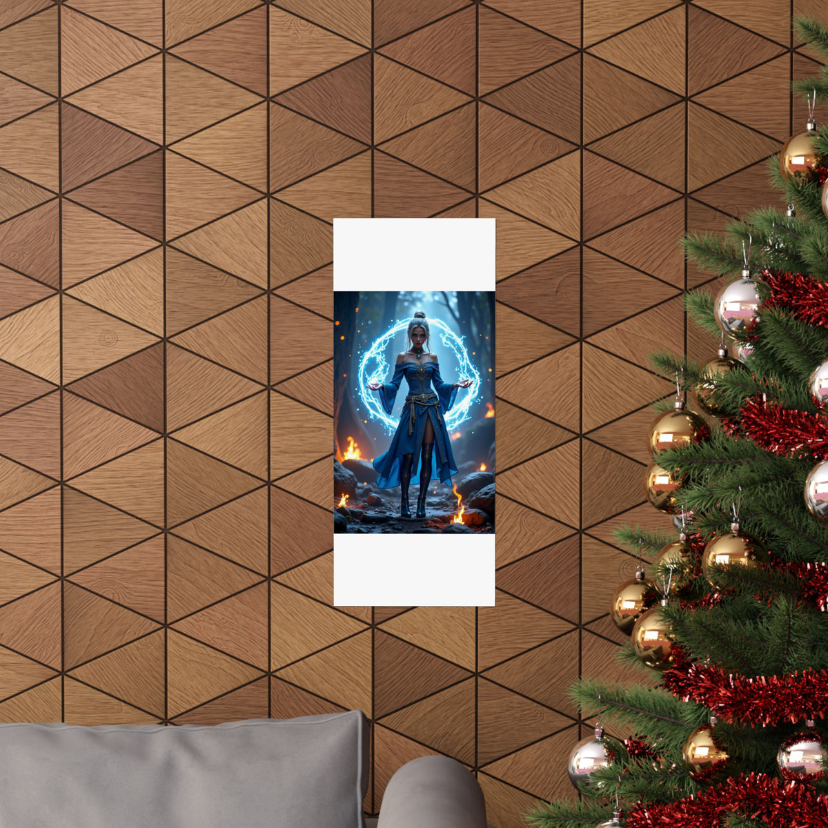 Mystic Sorceress Blue Magic Poster Matte Vertical Wall Art