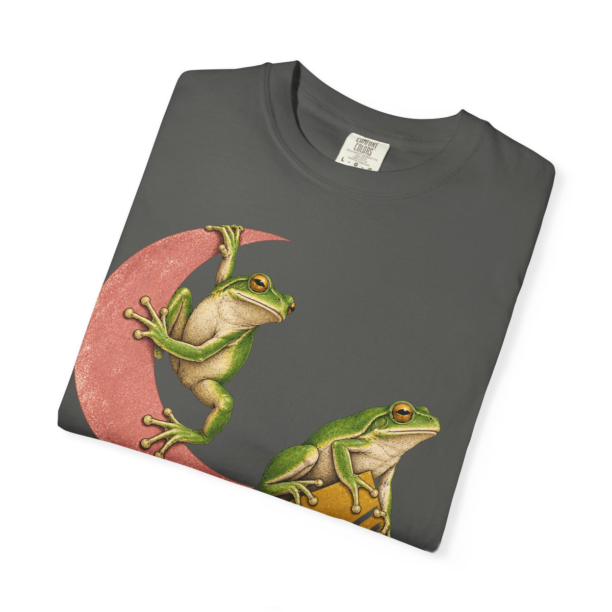 Green Tree Frogs Geometric Moon Triangle Ribbon Tee Midcentury Frog Wildlife Shirt