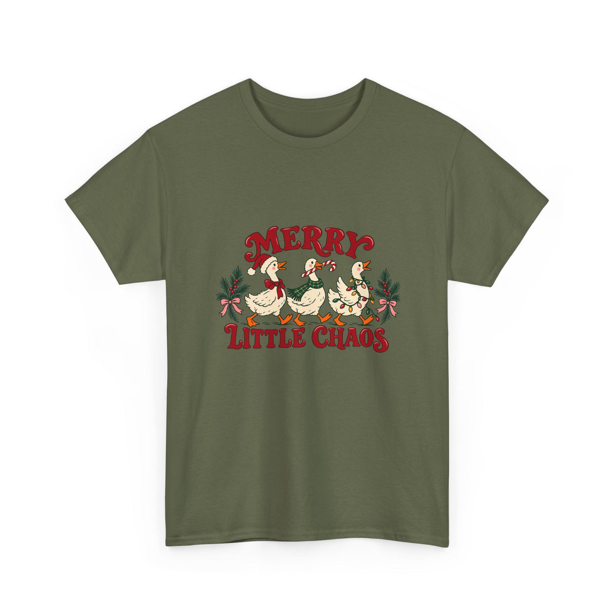 Merry Little Chaos Christmas Geese T-Shirt Funny Holiday Goose Tee