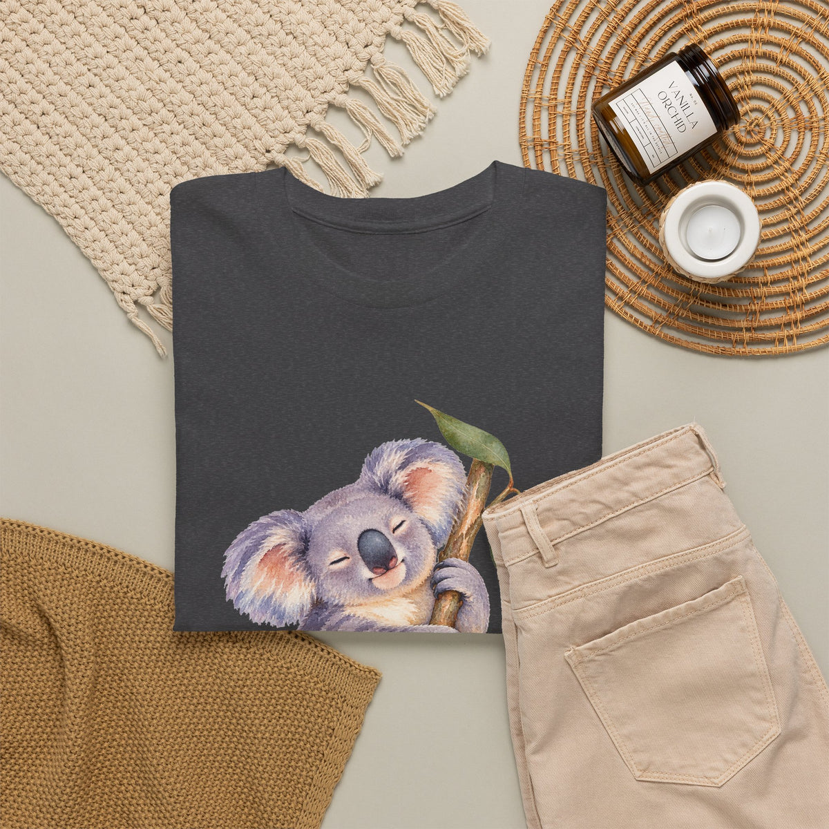 Sleeping Koala T-Shirt Watercolor Eucalyptus Branch Cute Animal Tee