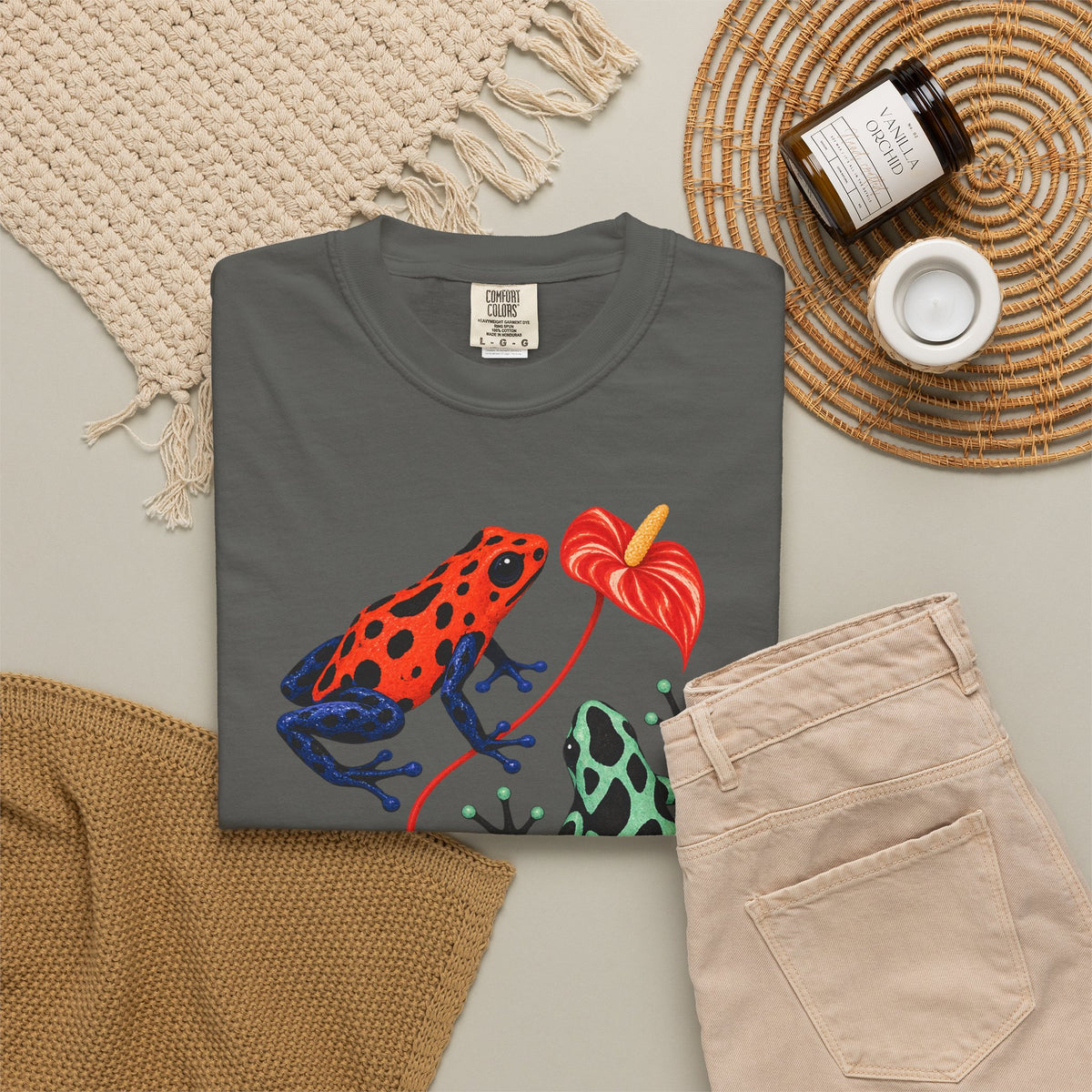 Poison Dart Frogs Anthurium Tee Colorful Dart Frog Red Flower Tropical Wildlife Shirt