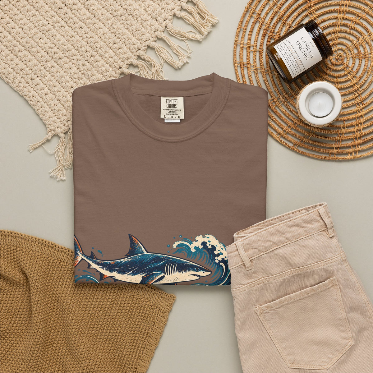 Great White Sharks Ukiyo Wave Tee Japanese Woodblock Shark Ocean Coral Shirt