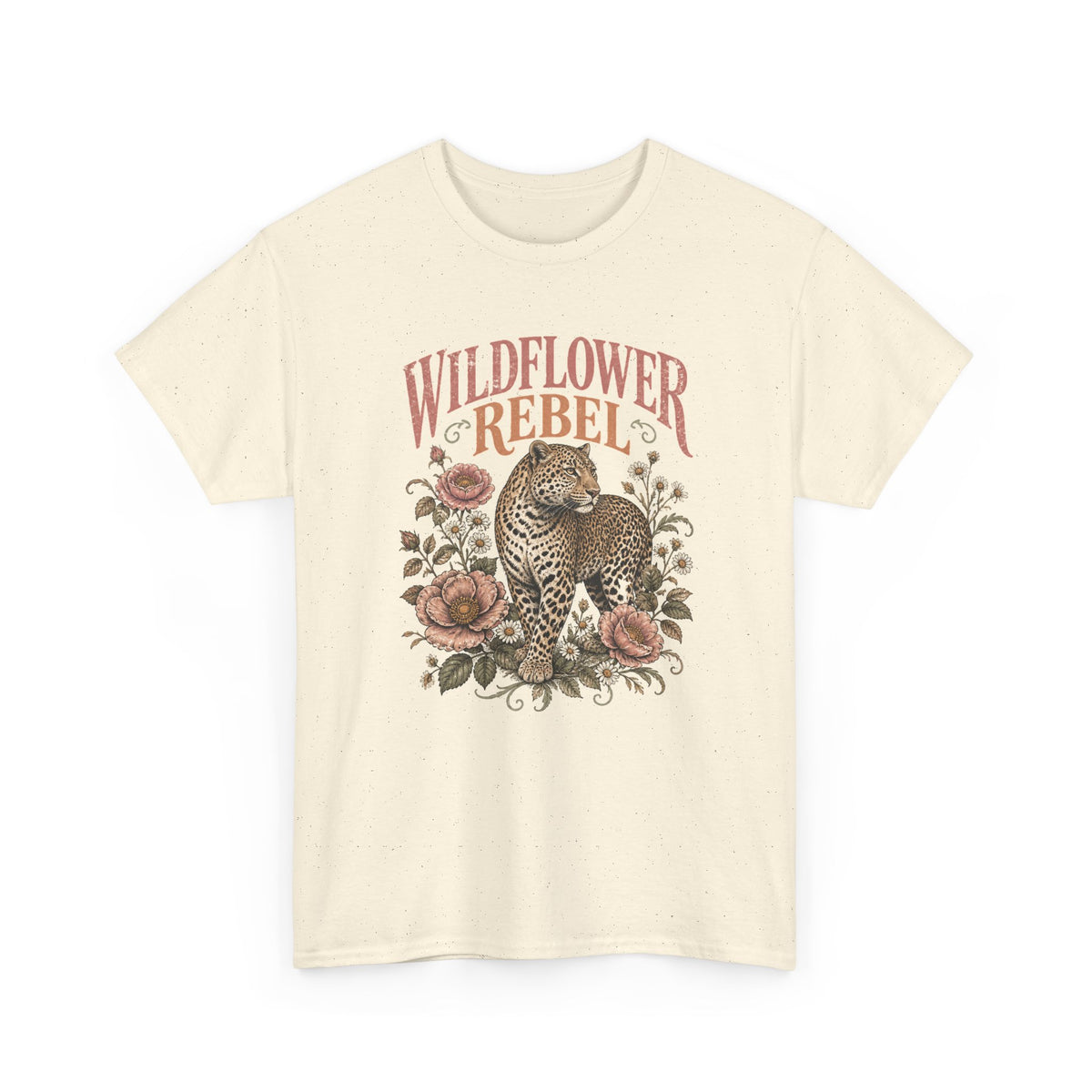 Wildflower Rebel Leopard T-Shirt Boho Floral Big Cat