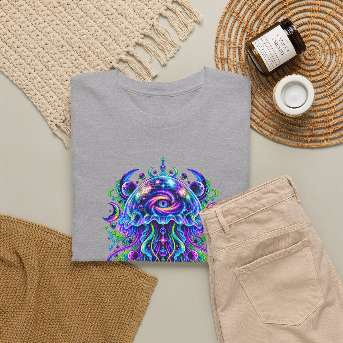 Cosmic Jellyfish T-Shirt Neon Space Psychedelic Disco Eye Tee