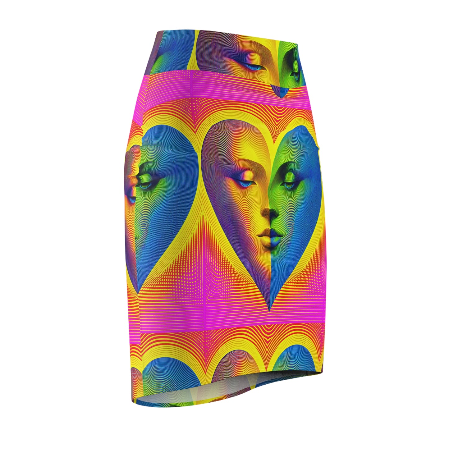 Pencil Skirt - Illusion Heart Face Design