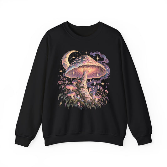 Celestial Mushroom Sweatshirt Crescent Moon Cottagecore Crewneck