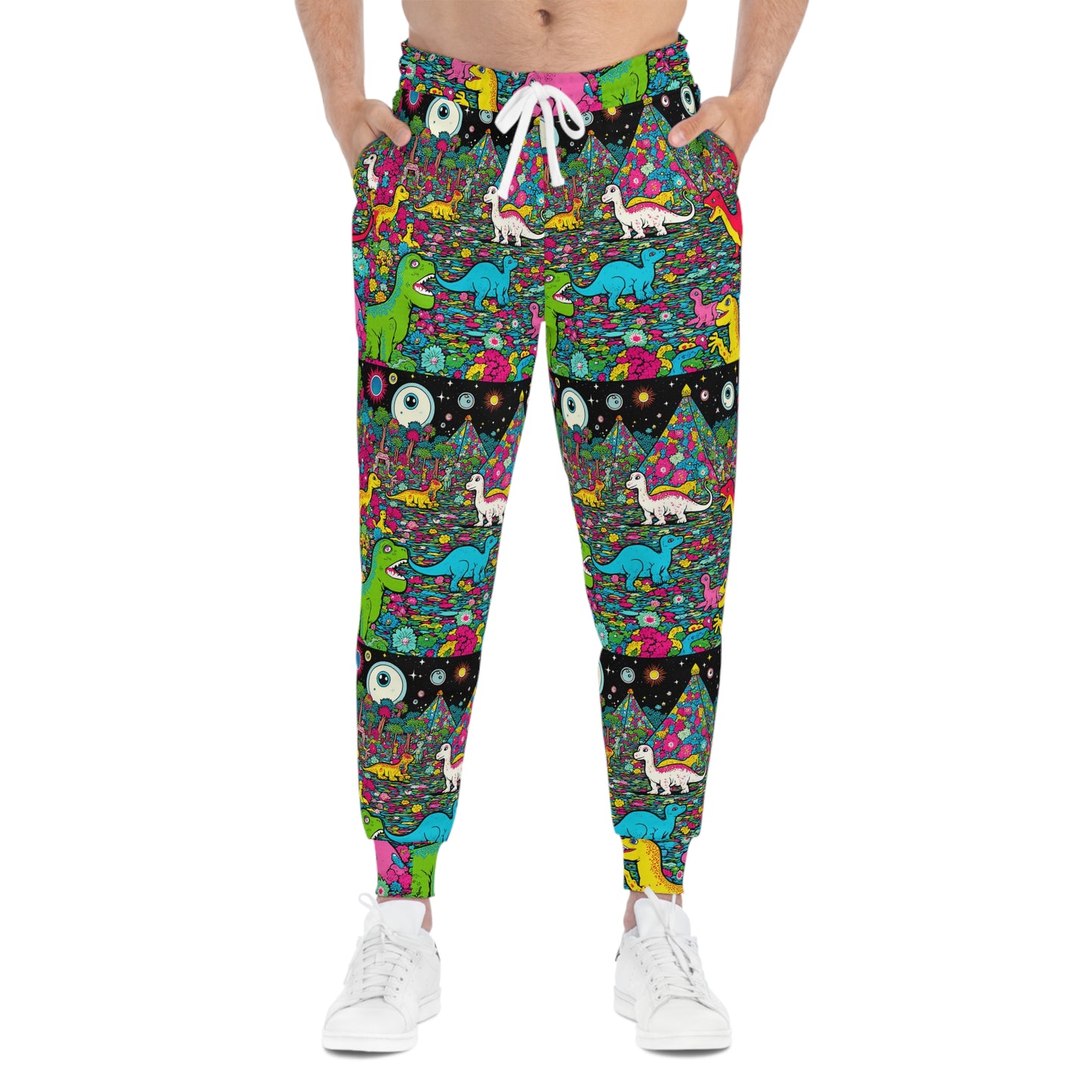 Athletic Joggers - Trippy Dinosaur Raver Print