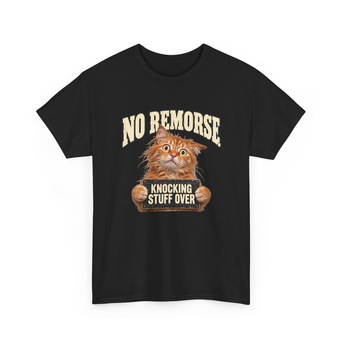 No Remorse Knocking Stuff Over T-Shirt Funny Cat Mugshot Tee