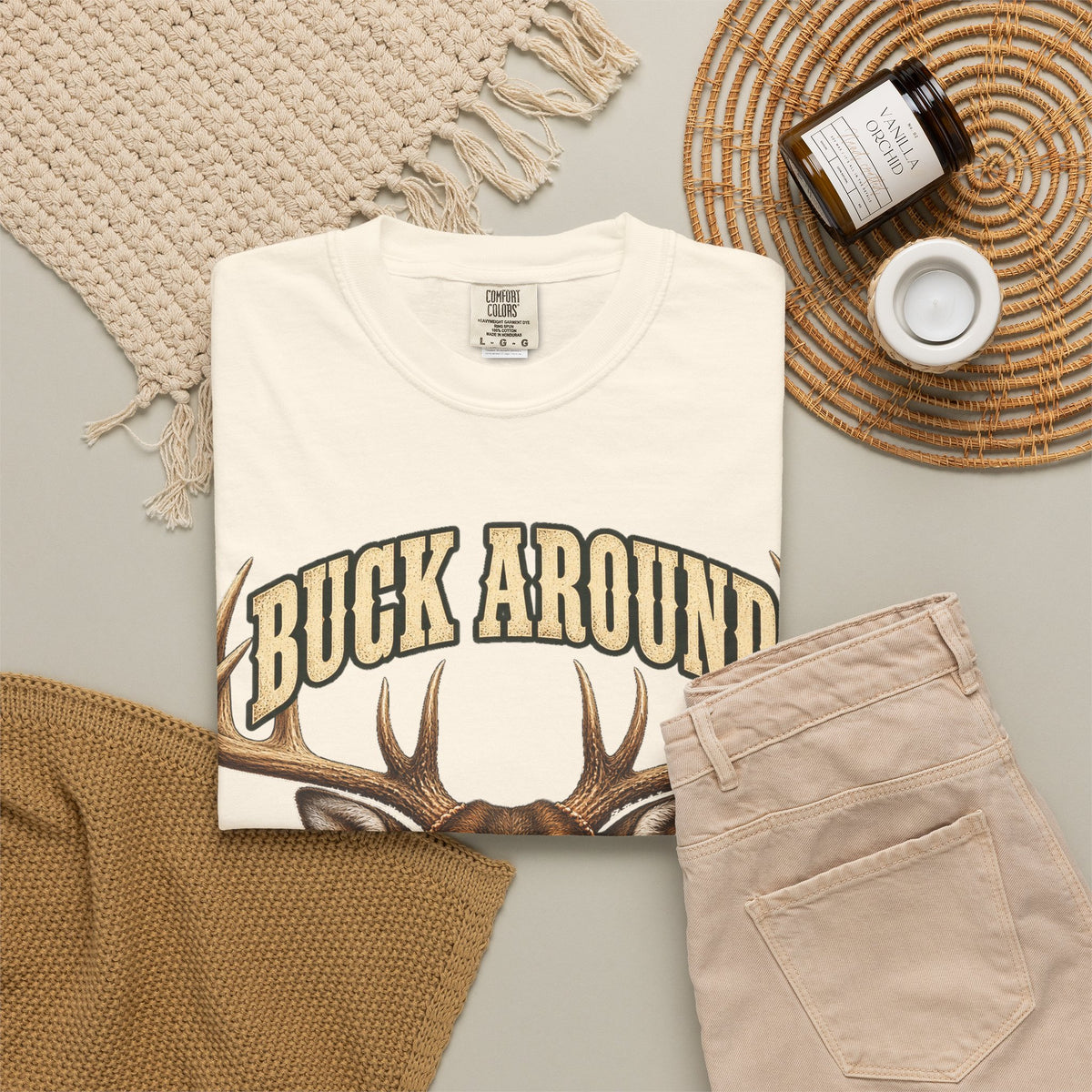 Buck Around and Find Out Cream Bust Deer Tee Funny Hunting FAFO Pun Shirt