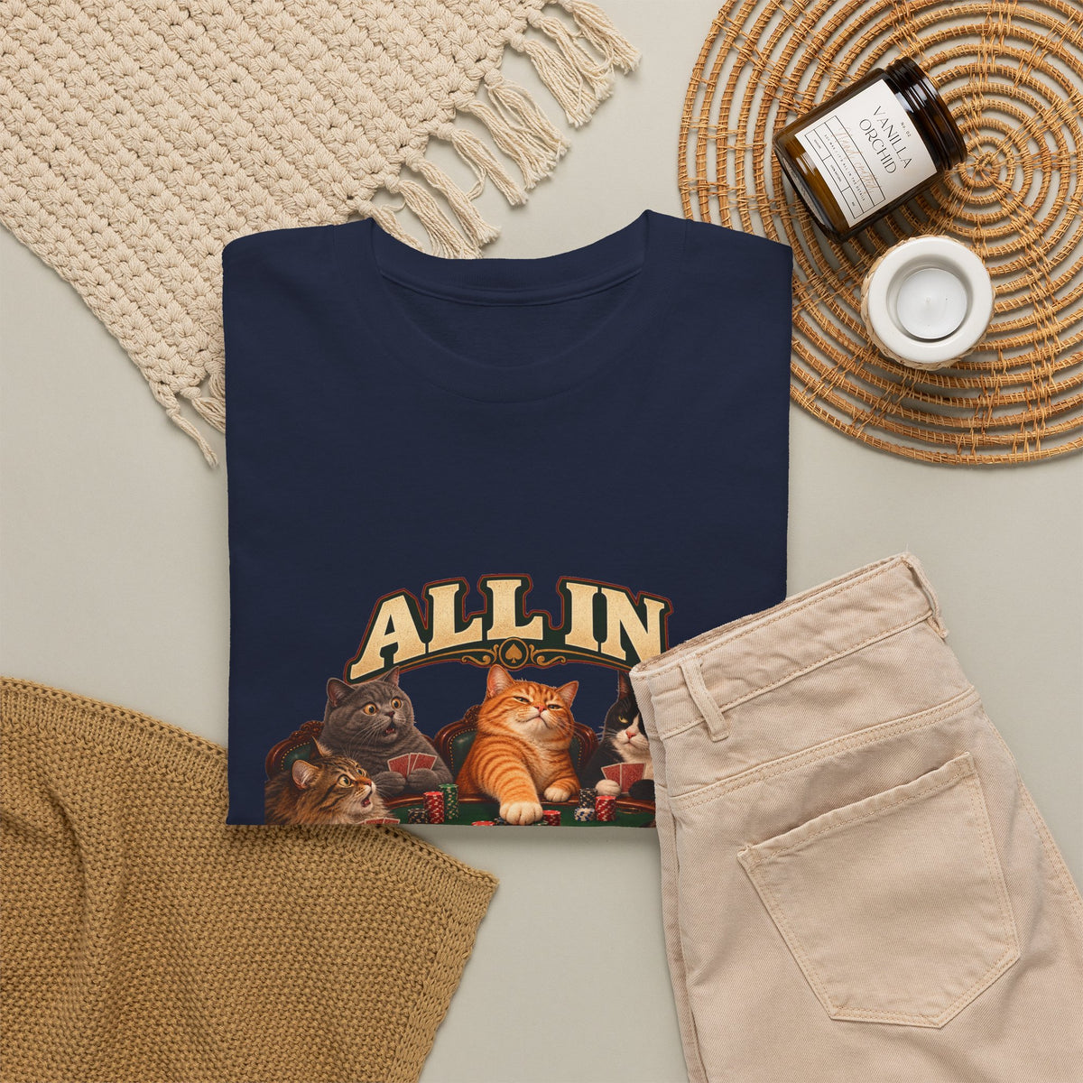 All In No Thoughts T-Shirt Funny Poker Cats Gambling Cat Tee